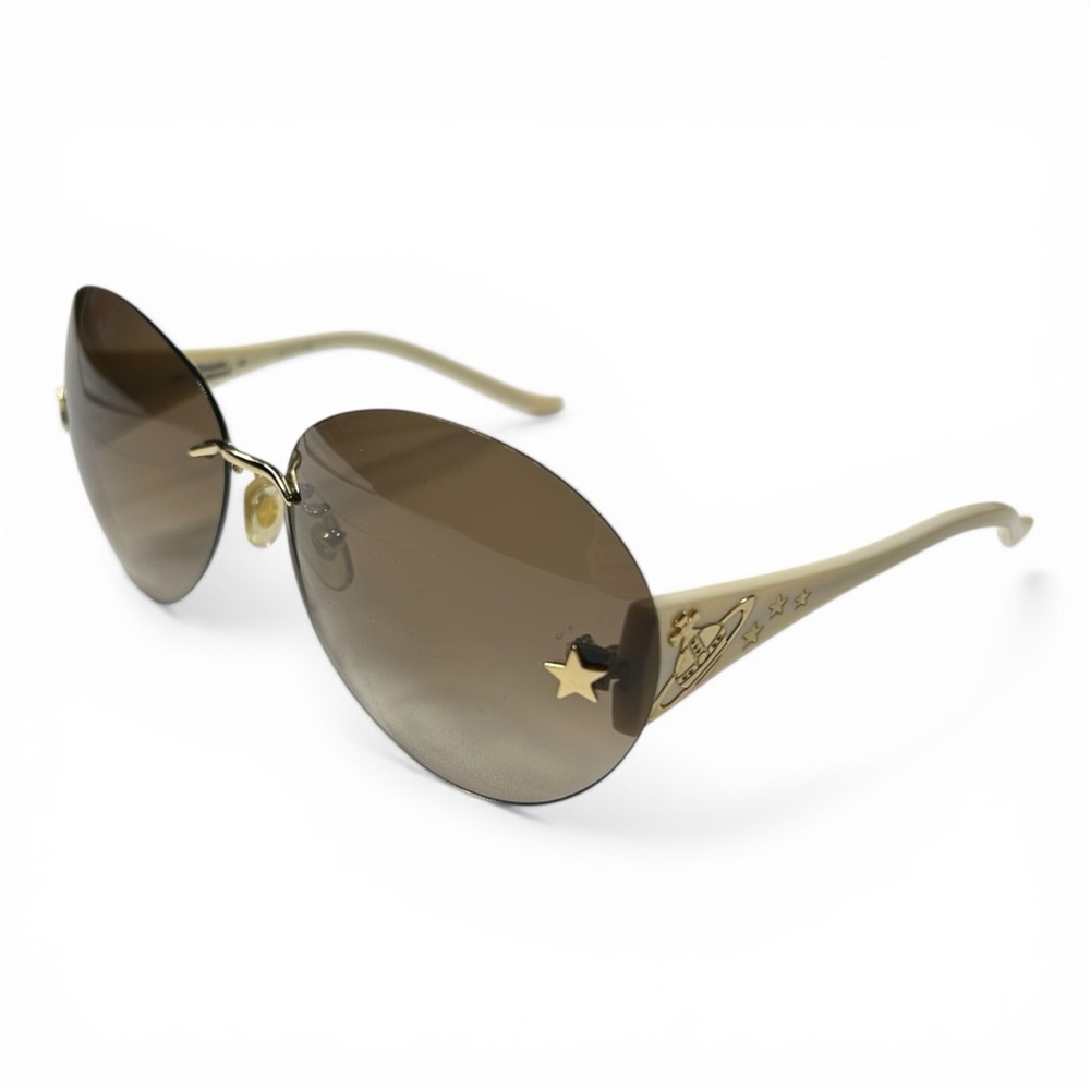 Vivienne Westwood Rimless Aviator Sunglasses Star Detail Gradient Lens Y2K
